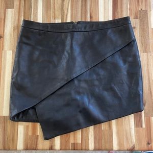 Michelle Mason Genuine Leather Black Mini Skirt